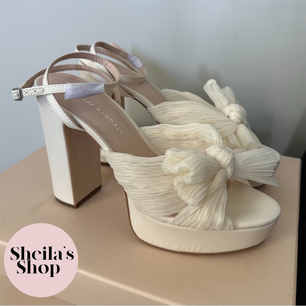 NIB Loeffler Randall Natalia Pearl Platform Bow Heel Sandals Size 37